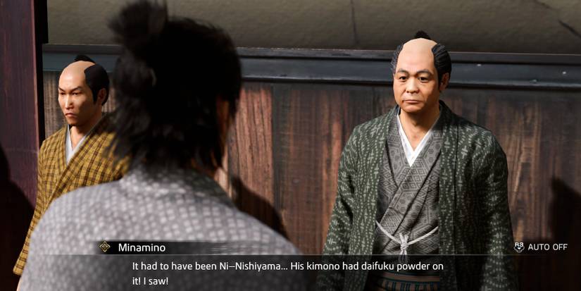 Like a Dragon Ishin - Ryoma approaching Minamino in Mochi Mystery substory
