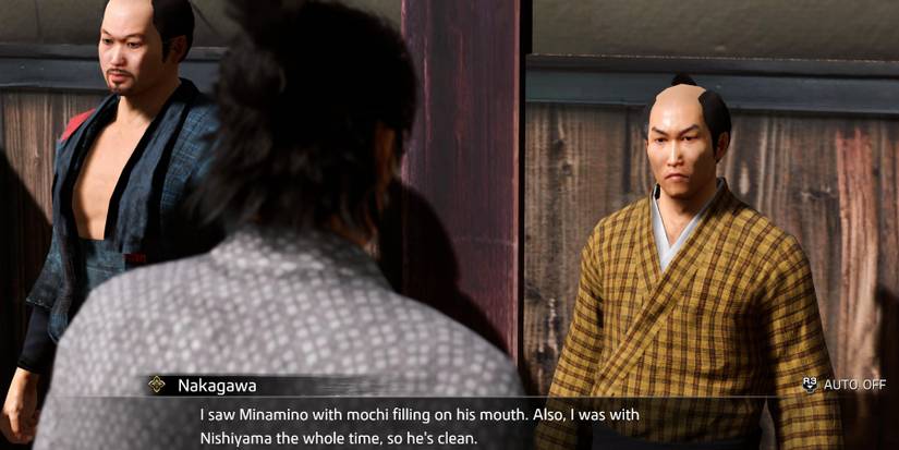 Like a Dragon Ishin - Ryoma approaching Nakagawa in Mochi Mystery substory