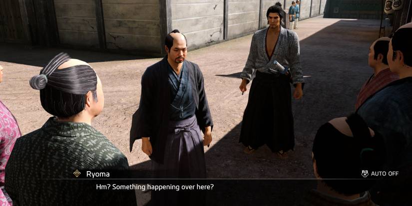 Like a Dragon Ishin - Ryoma approaching the Doshin for the Mochi Mystery substory