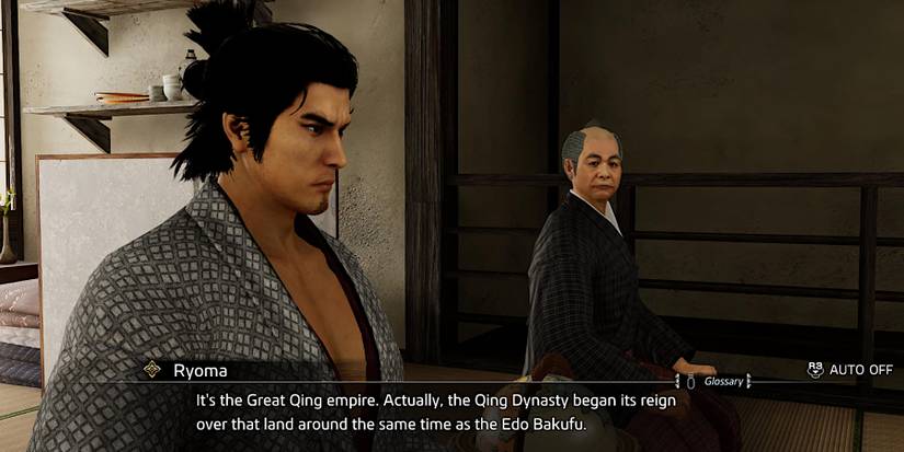 Like a Dragon Ishin Ryoma explaining the Great Qing answer