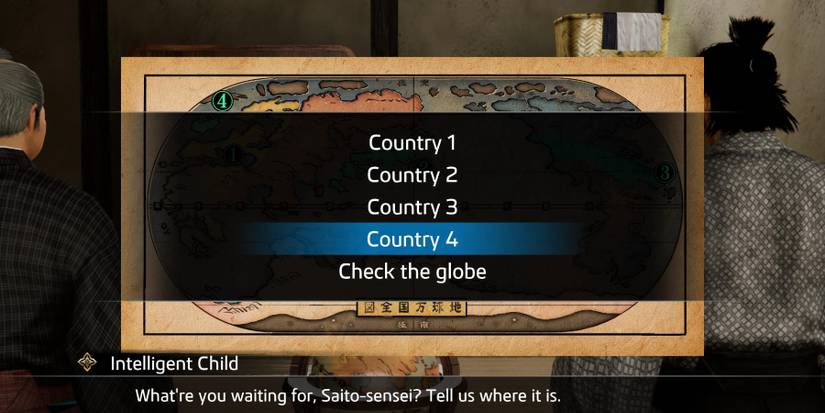 Like a Dragon Ishin selecting country 4 in Global Fraud substory