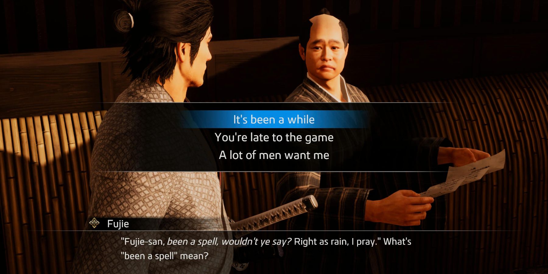 Like a Dragon Ishin Talkin Tosa substory answer one