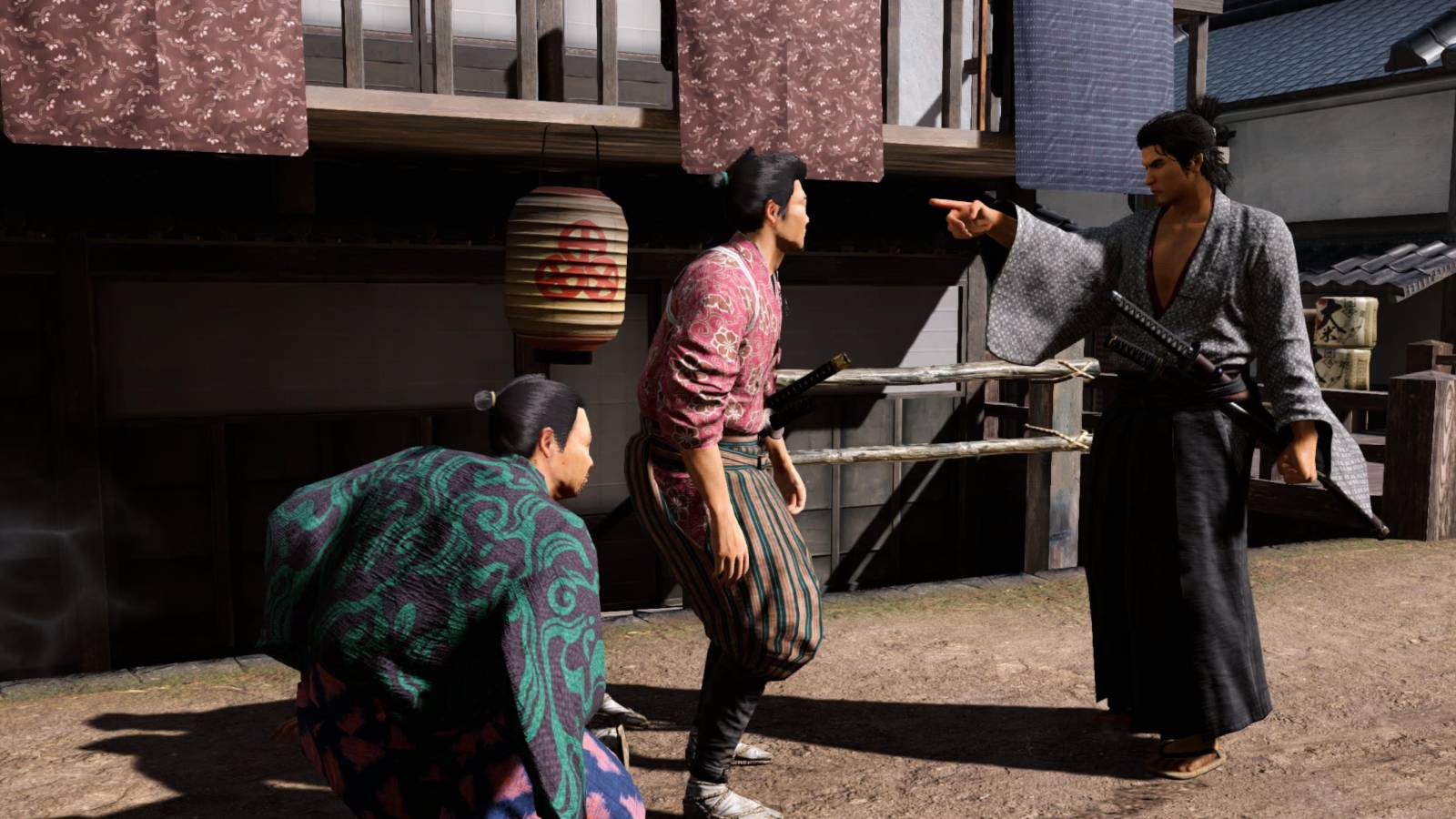 Like a Dragon Isin -  Ryoma shouting down defeated thugs - created in photo mode