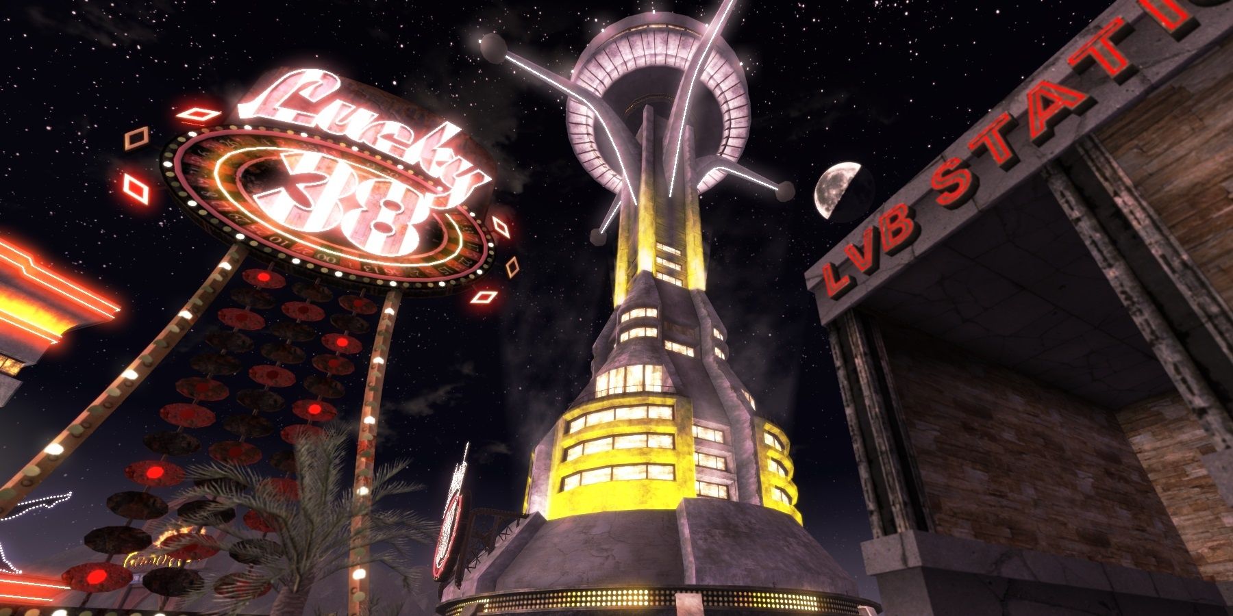 The Lucky 38 Casino from Fallout: New Vegas at night