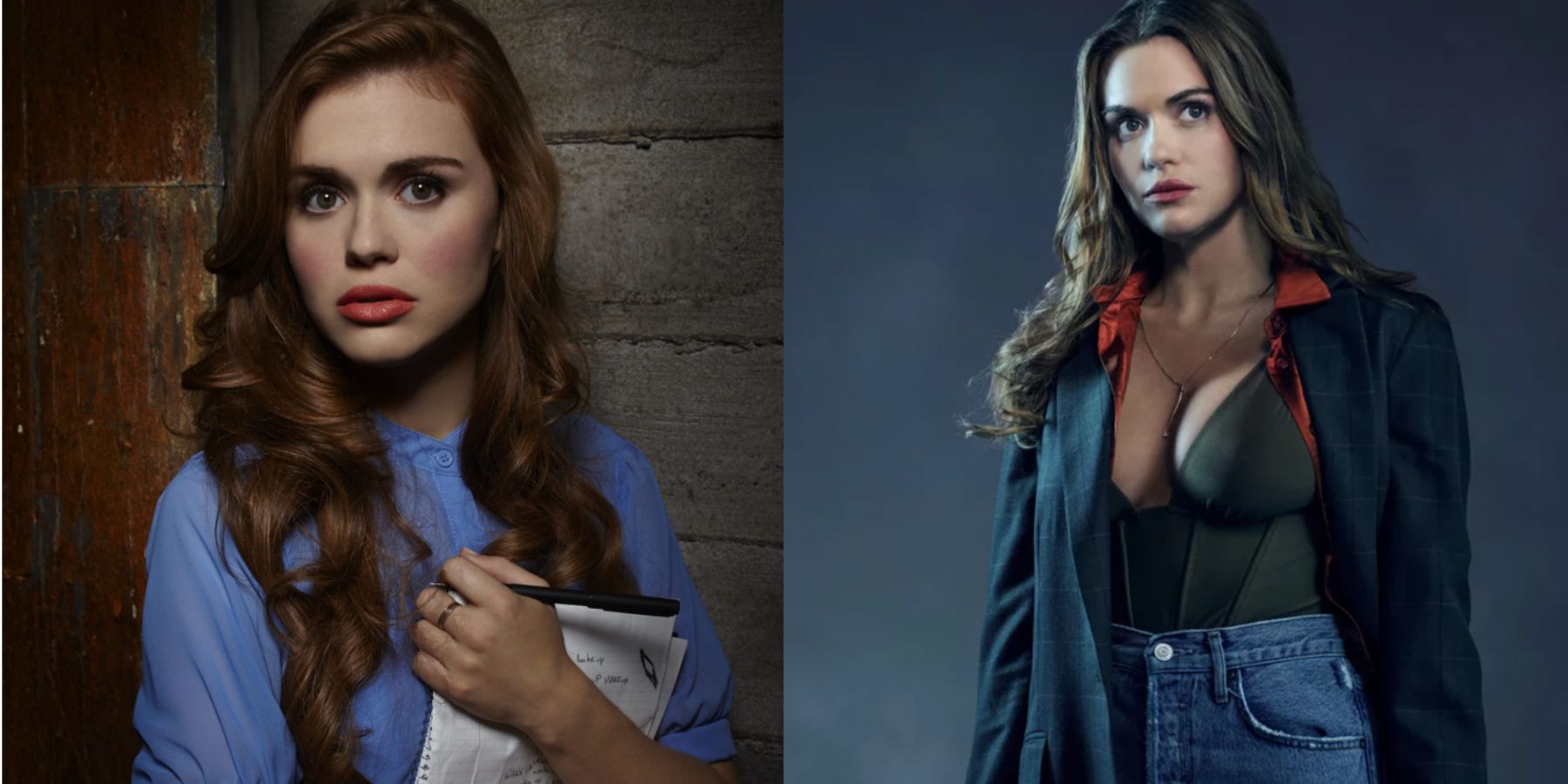A split image features Holland Roden as Lydia Martin in the Teen Wolf series and the Teen Wolf movie