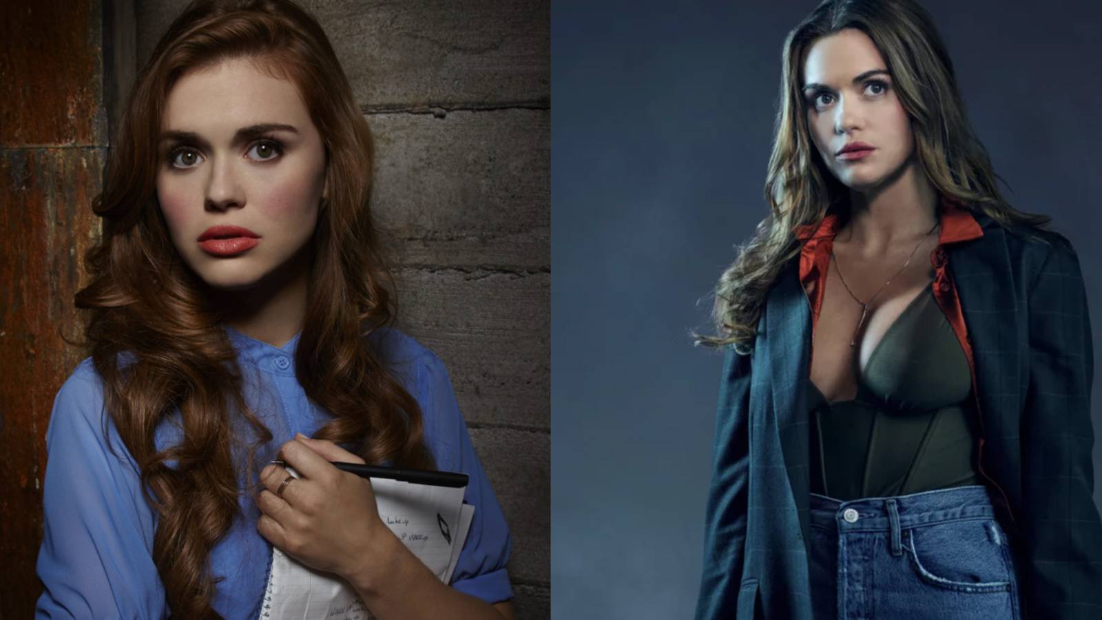 A split image features Holland Roden as Lydia Martin in the Teen Wolf series and the Teen Wolf movie