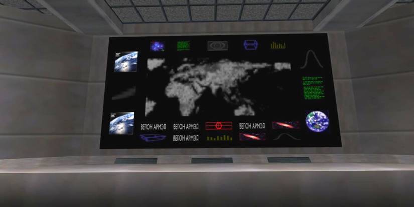Main screen in Goldeneye key room in Bunker 1 mission Goldeneye 007