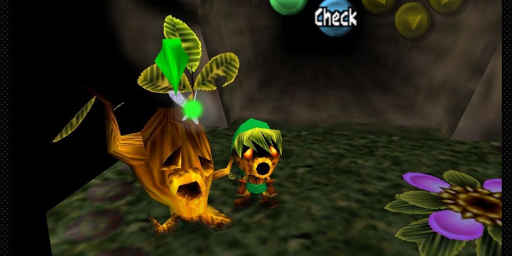 Majoras Mask N64 Deku Link With Creepy Tree