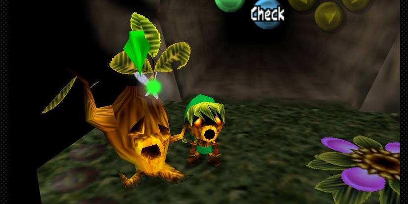 Majoras Mask N64 Deku Link With Creepy Tree