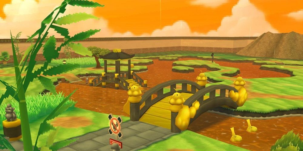 Malie Garden as it appears in the evening in Pokemon Sun and Moon