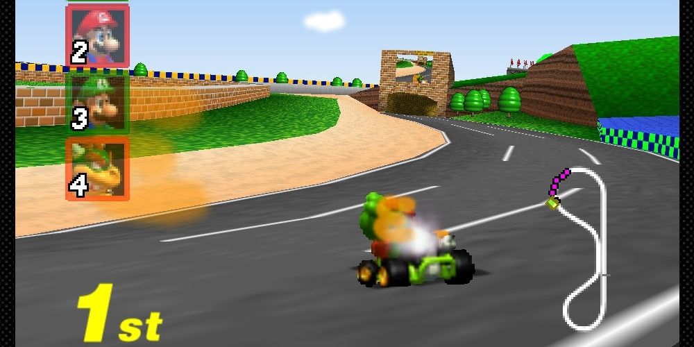 Mario Kart 64 Yoshi Drifting In First Place