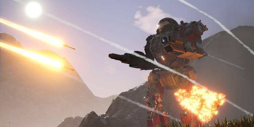 mechwarrior 5 mech being shot at 