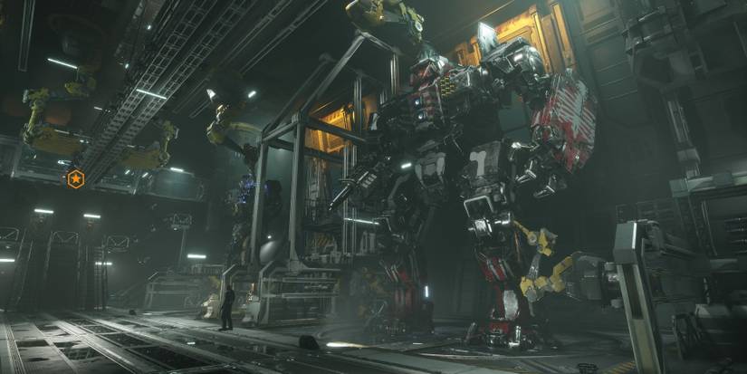 mechwarrior 5 mechs in a hanger 