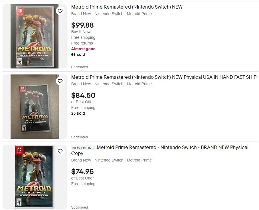 metroid prime remastered ebay prices