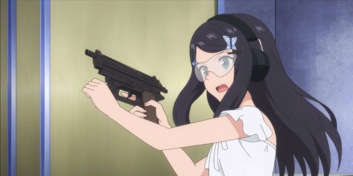 Mitsuha Yamano holding a gun