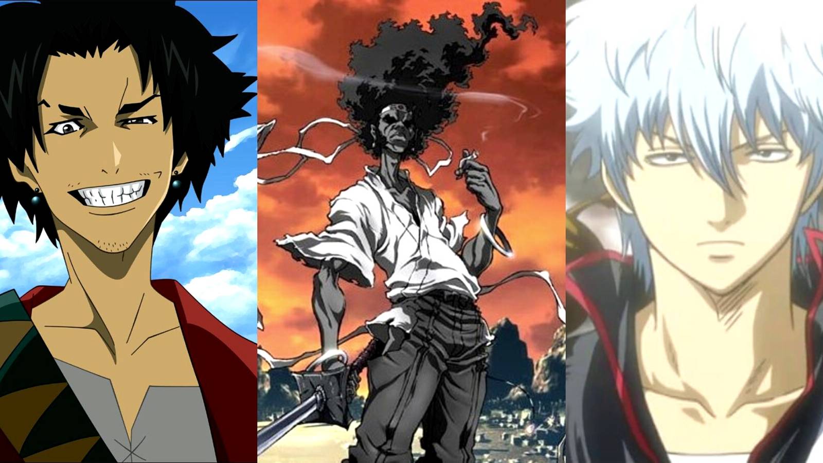 Mugen in Samurai Champloo, Afro Samurai in Afro Samurai, Gintoki in Gintama