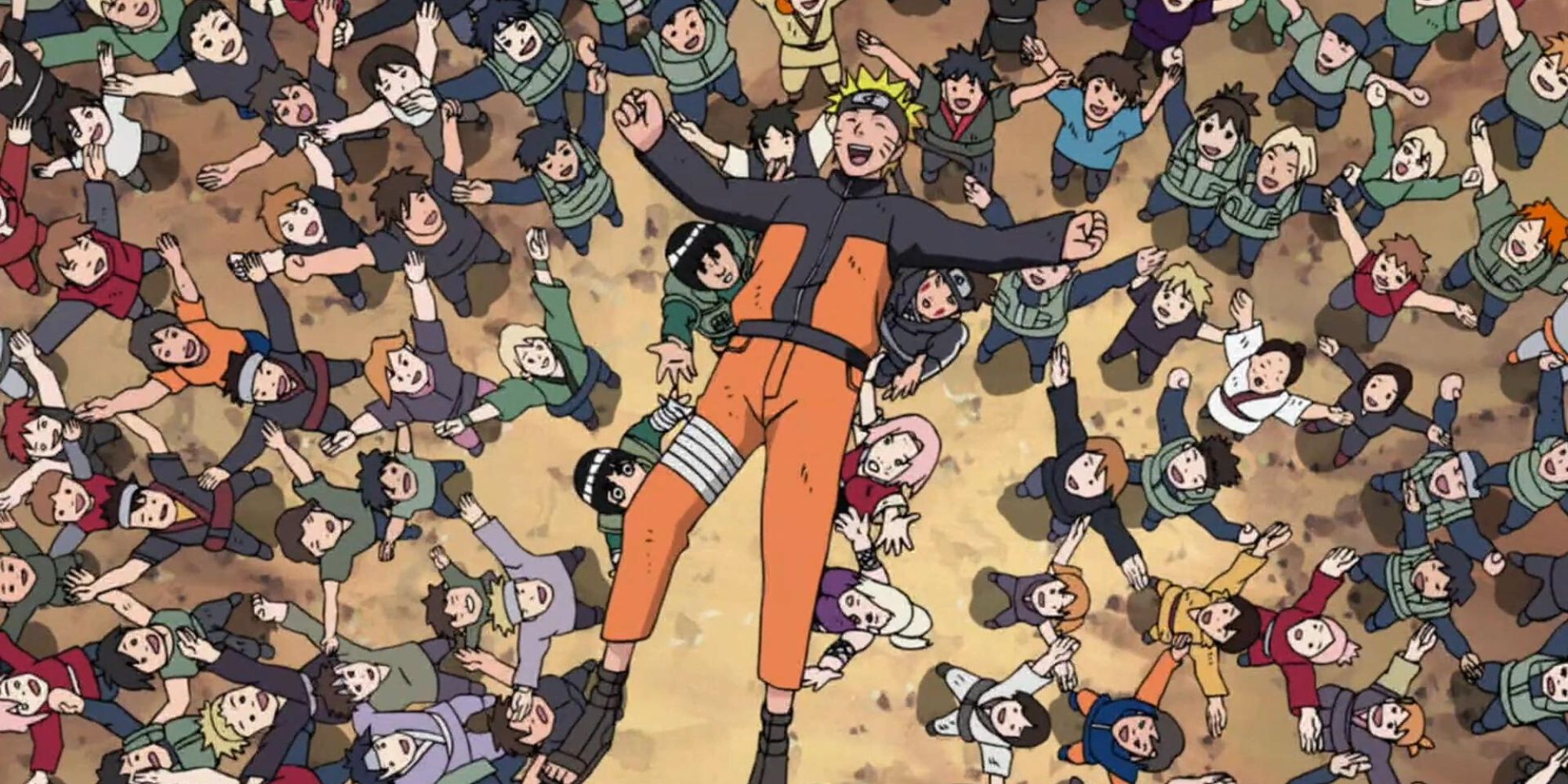 Naruto and villagers in Naruto