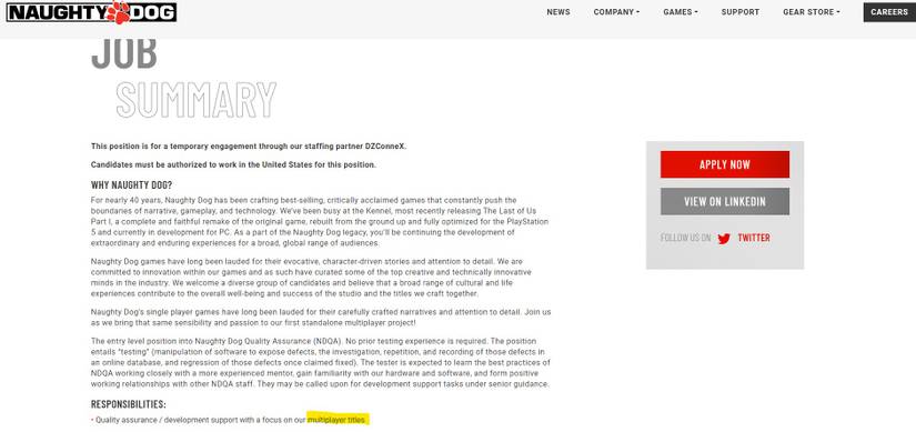 naughty dog job listing