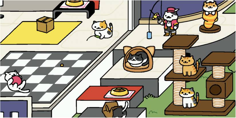 Screenshot of cartoon mobile game neko atsume