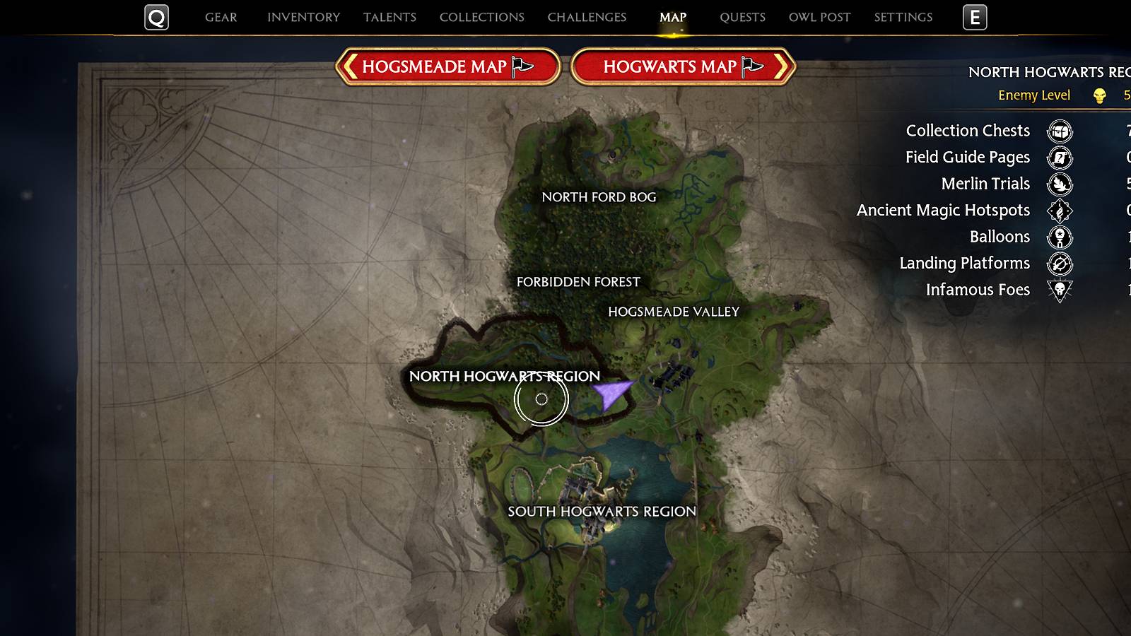 north hogwarts region all merlin trials in hogwarts legacy