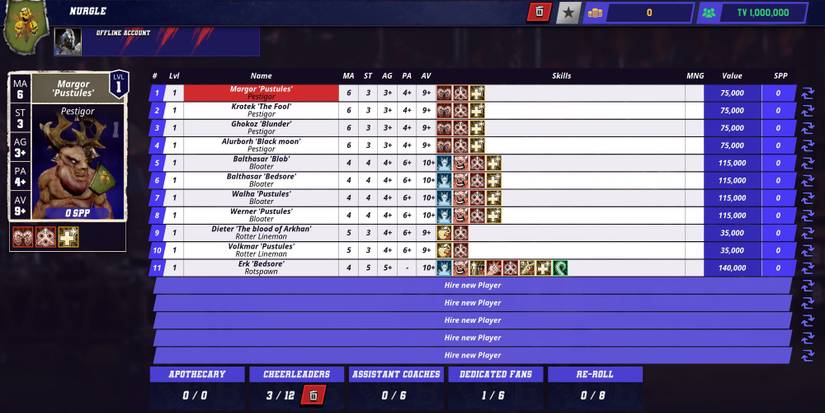 Nurgle Team in Blood Bowl 3
