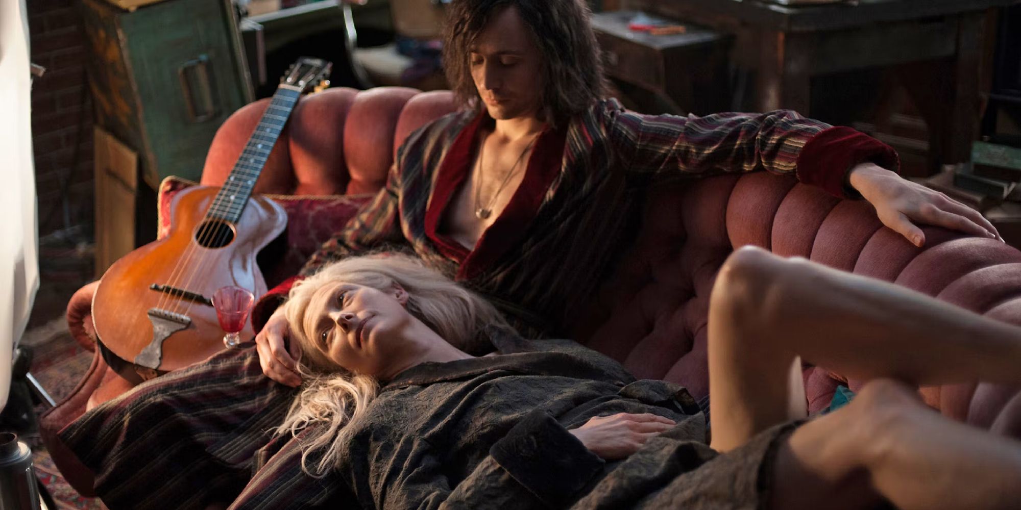 Adam and Eve from Only Lovers Left Alive, relaxing on the sofa together.