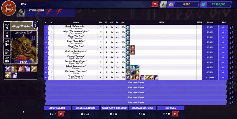 Orc Team in Blood Bowl 3