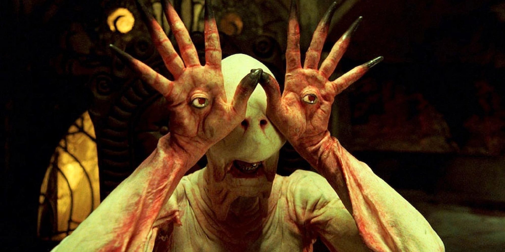 The Pale Man from Pans Labyrinth, looking through the eyes on his palms. 