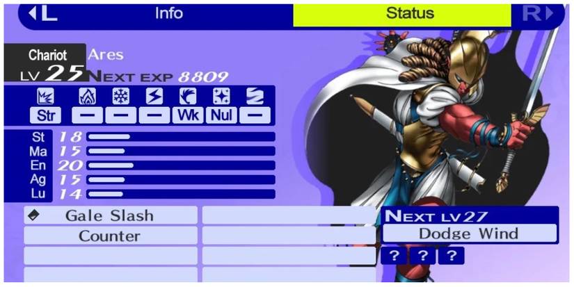 Ares information screen in Persona 4 Golden