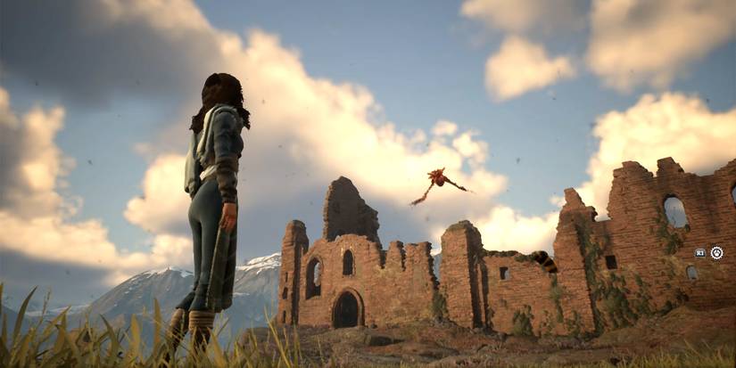 phoenix flying inside the vivarium in hogwarts legacy