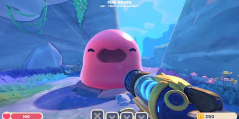 Pink Gordo Slime from Slime Rancher 2 in the wild