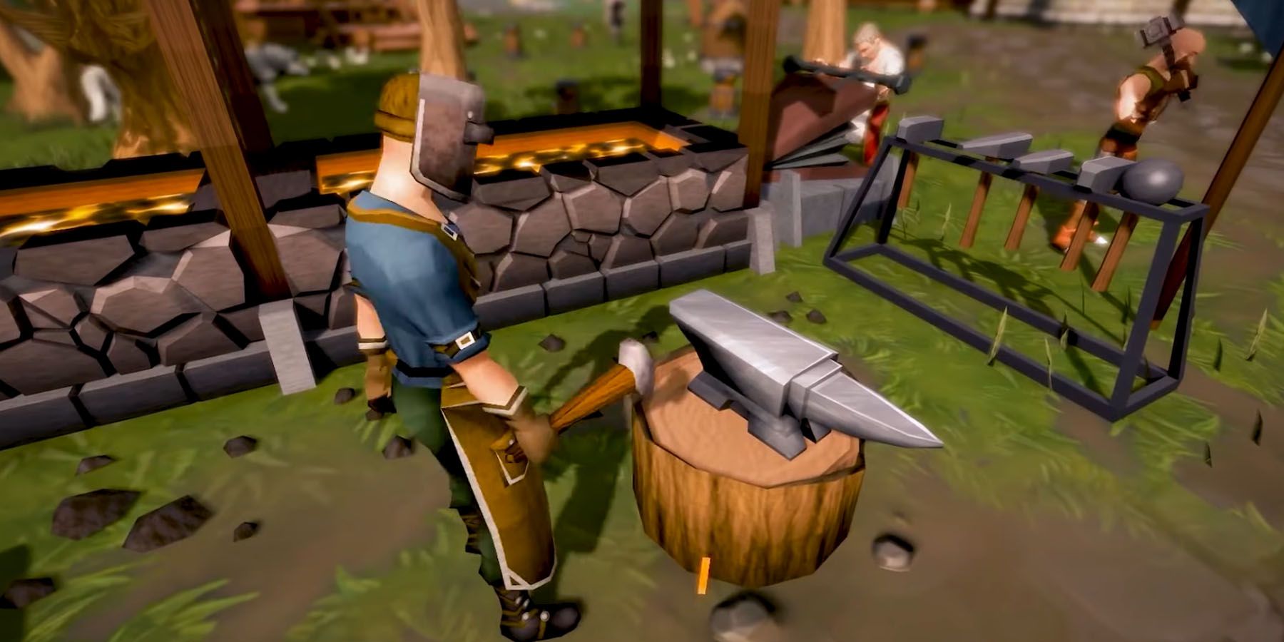 Player doing Smithing to craft their RuneScape gear
