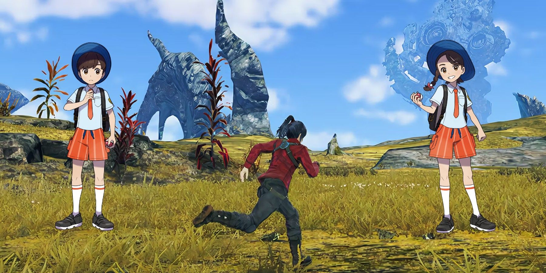 Xenoblade Chronicles 3 open world with Pokemon Scarlet and Violet protagonists