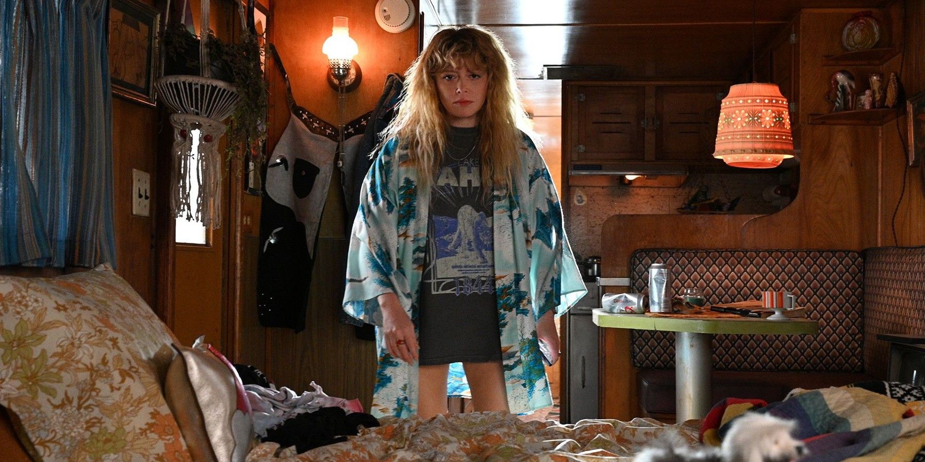 Natasha Lyonne standing in a trailer from Peacock's Poker Face