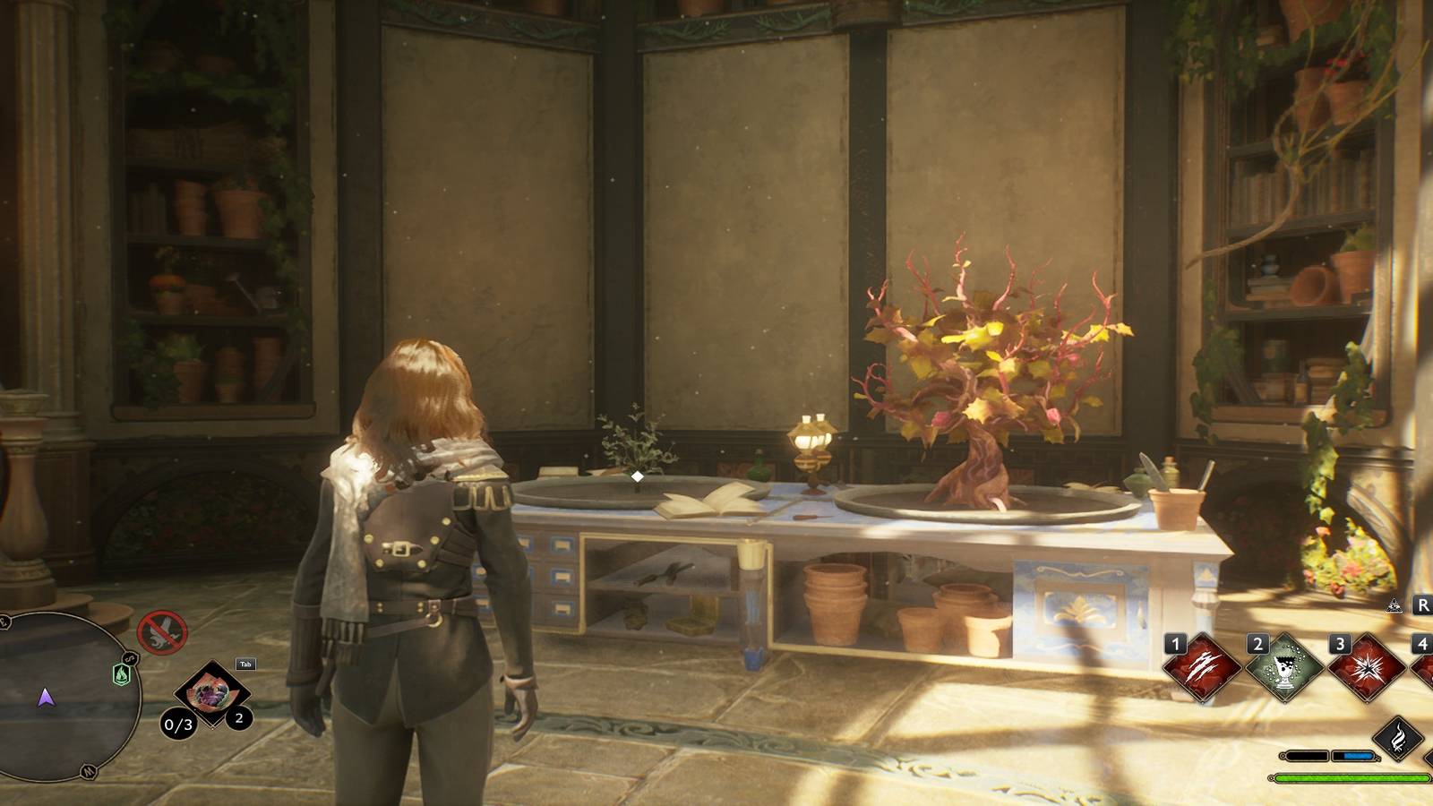 potting table with large pots in hogwarts legacy