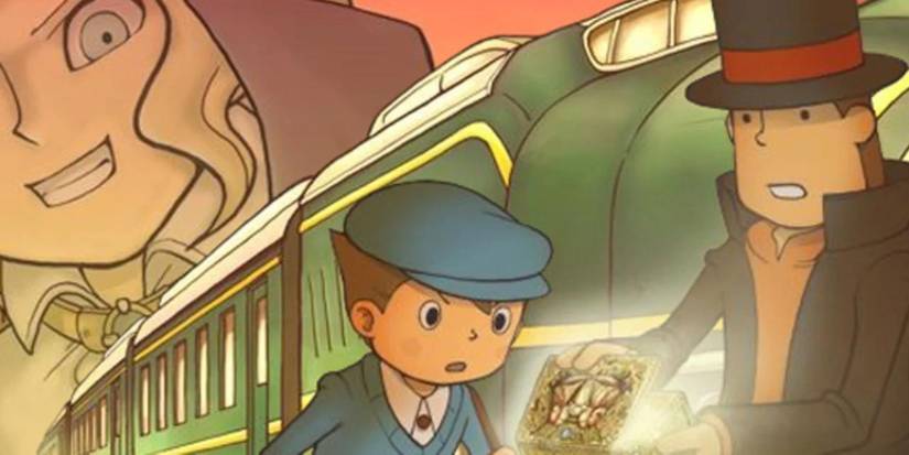 Layton and Luke looking in a box in Professor Layton And The Diabolical Box 