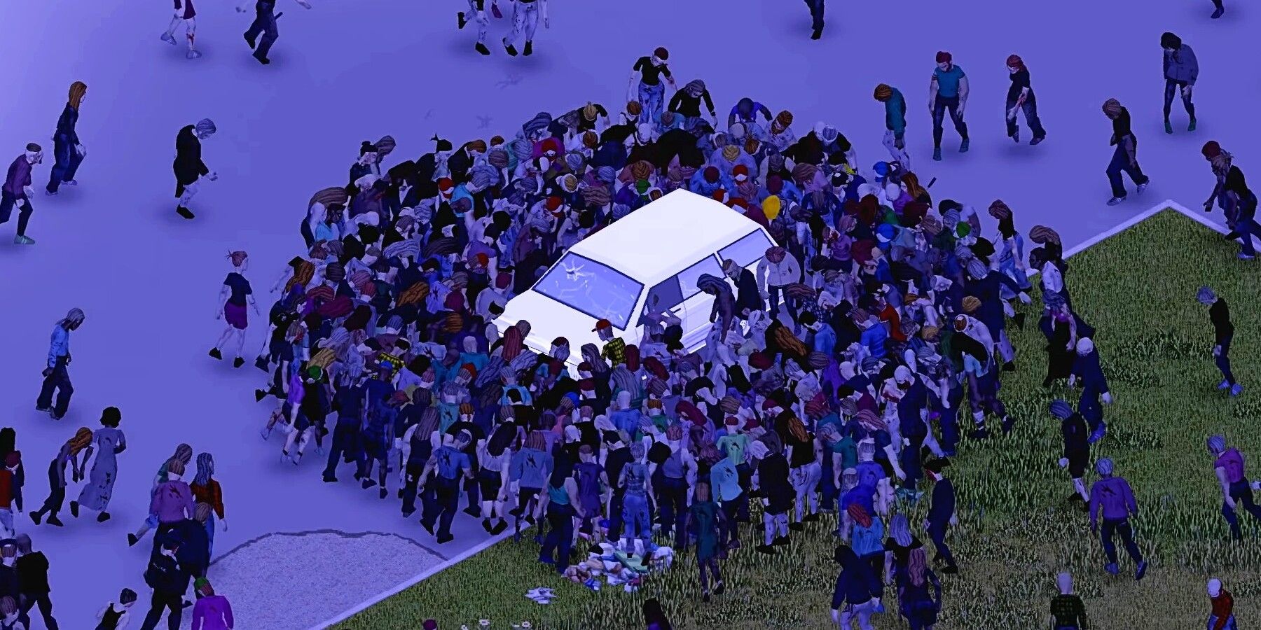 Project-Zomboid-Car-Surrounded-Zombie-Horde