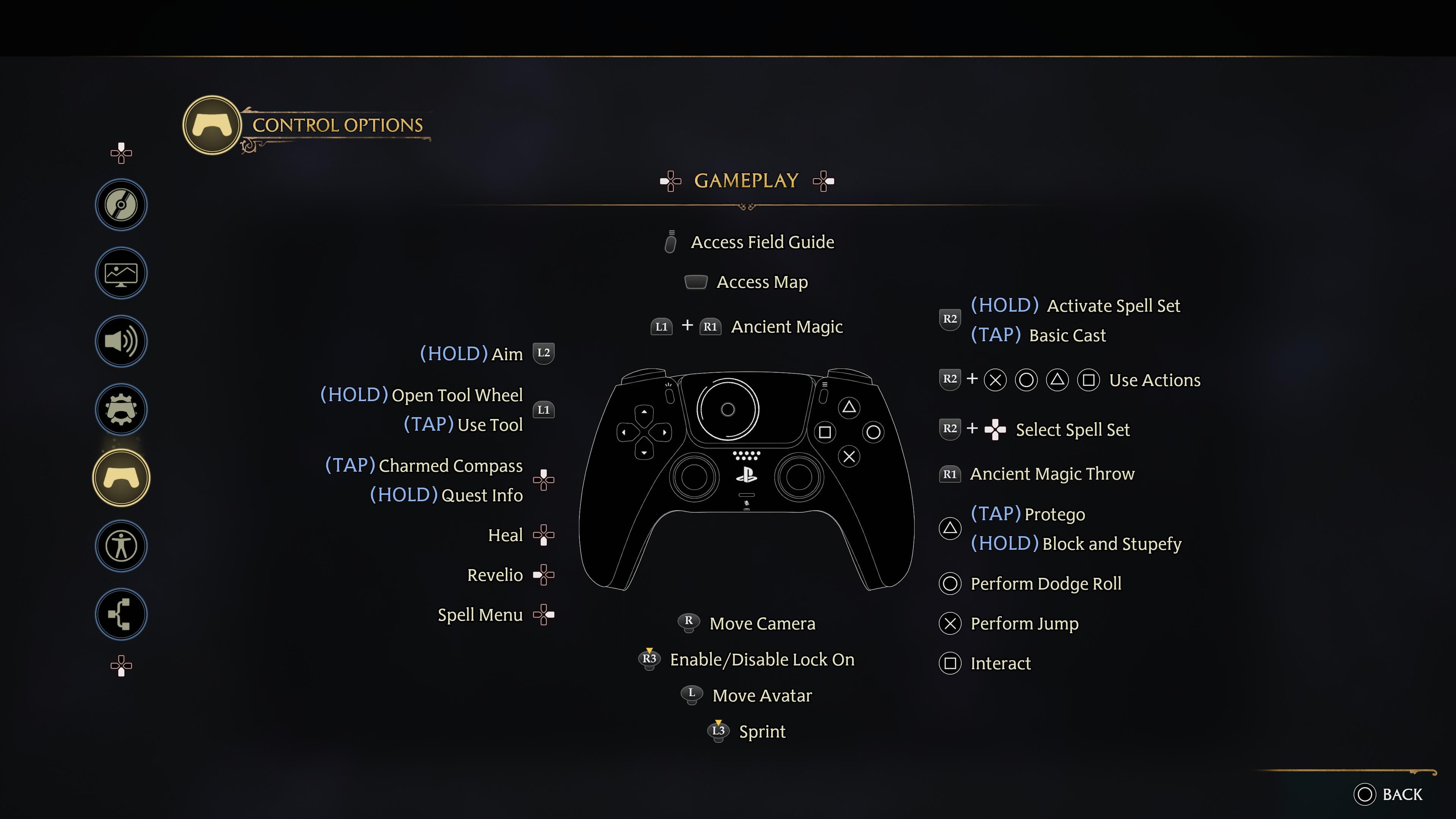 ps5 control settings hogwarts legacy