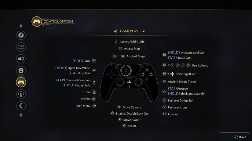 ps5 control settings hogwarts legacy