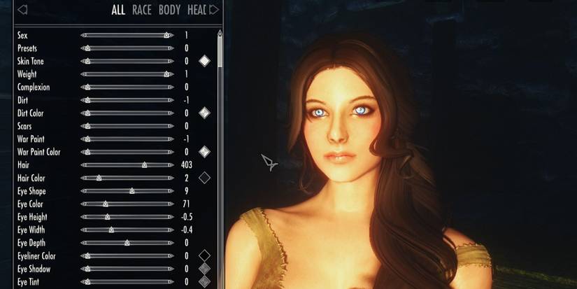 A screenshot of the mod RaceMenu