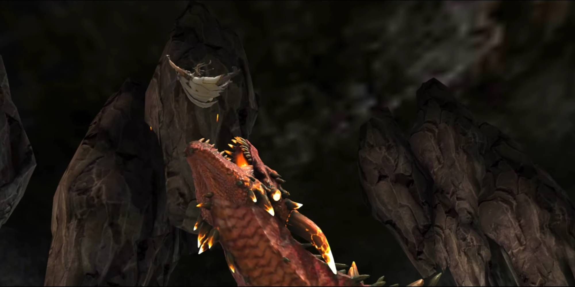 The dragon in the tutorial eating the beginning hero, Elhain