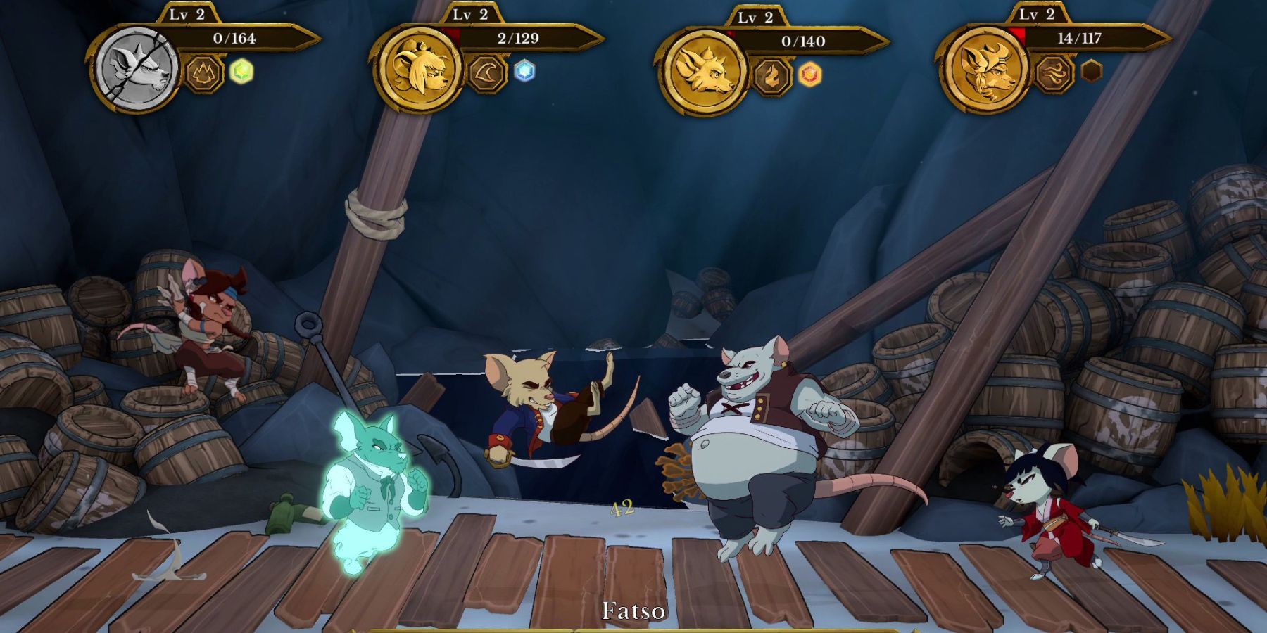 Rat heroes fighting in four player local co-op in Curse of the Sea Rats