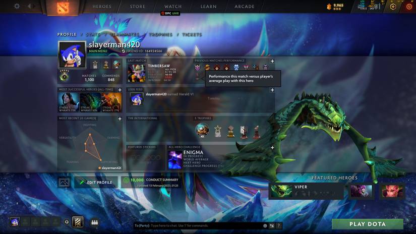 Recent User Matches in Dota 2