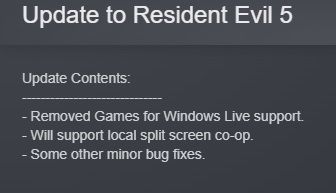 resident evil 5 steam update