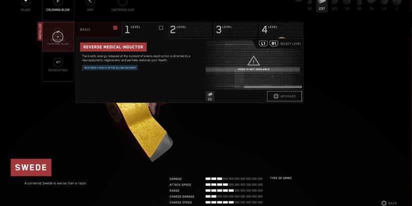 A player looking at the Reverse Medical Inductor for the Swede in Atomic Heart