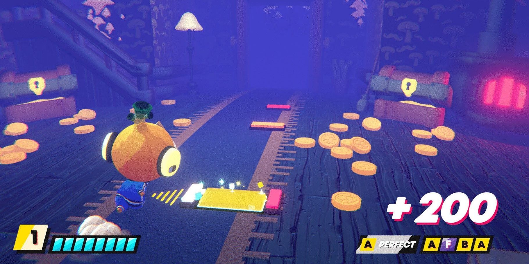 rhythm sprout coins scattered around the player 