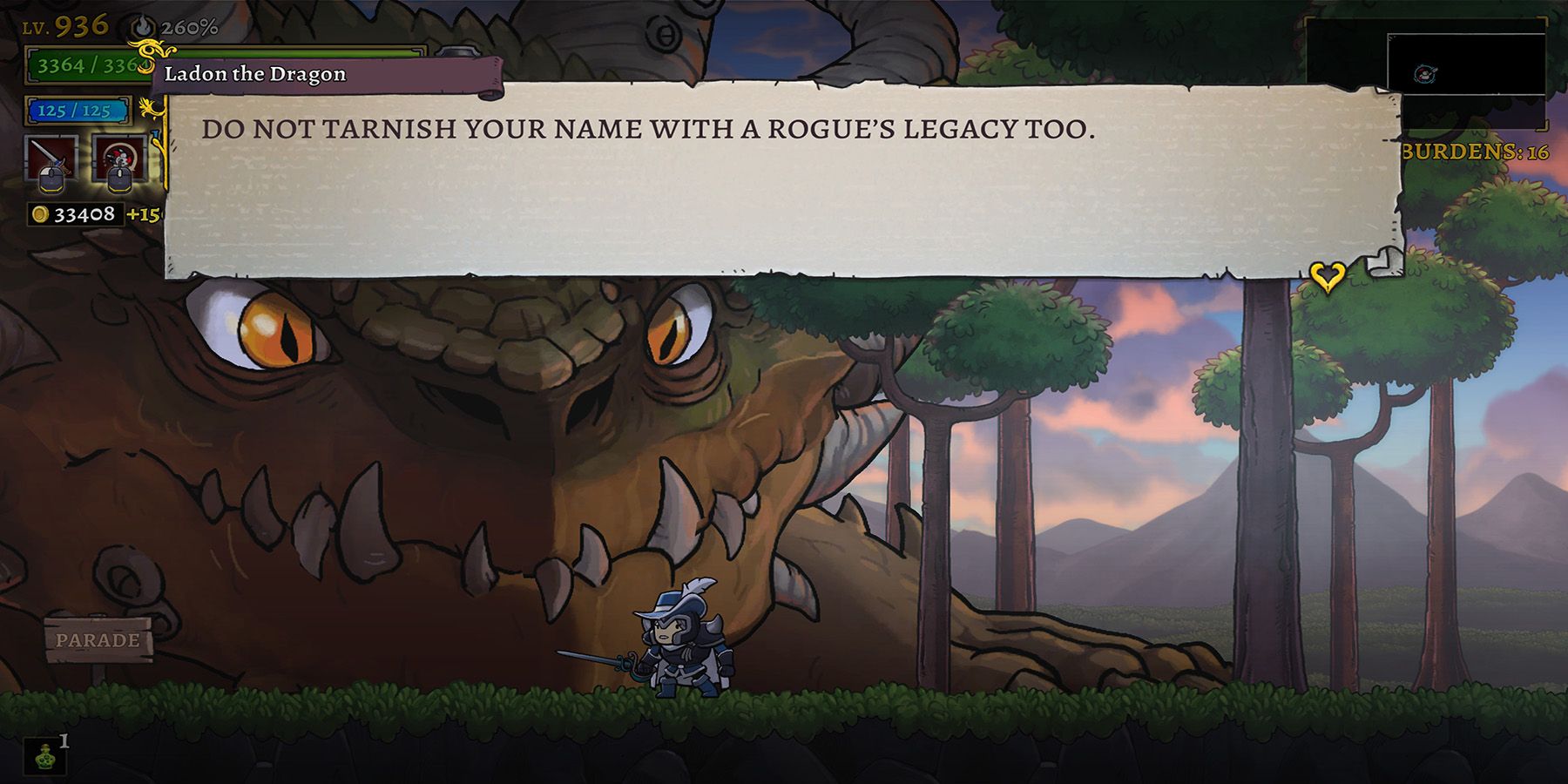 image showing a dialogue from the true ending in rogue legacy 2. 