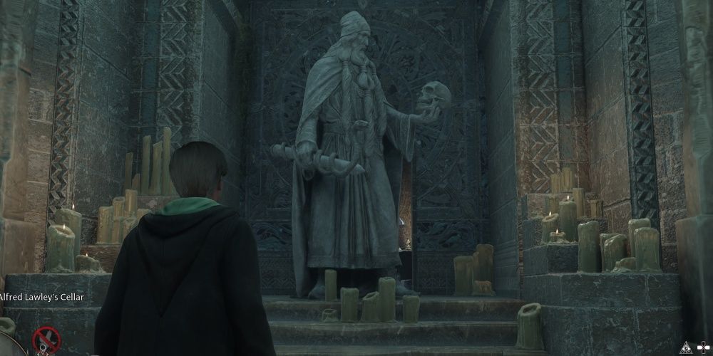 salazar slytherin statue in hogwarts legacy