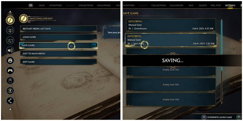 saving in hogwarts legacy