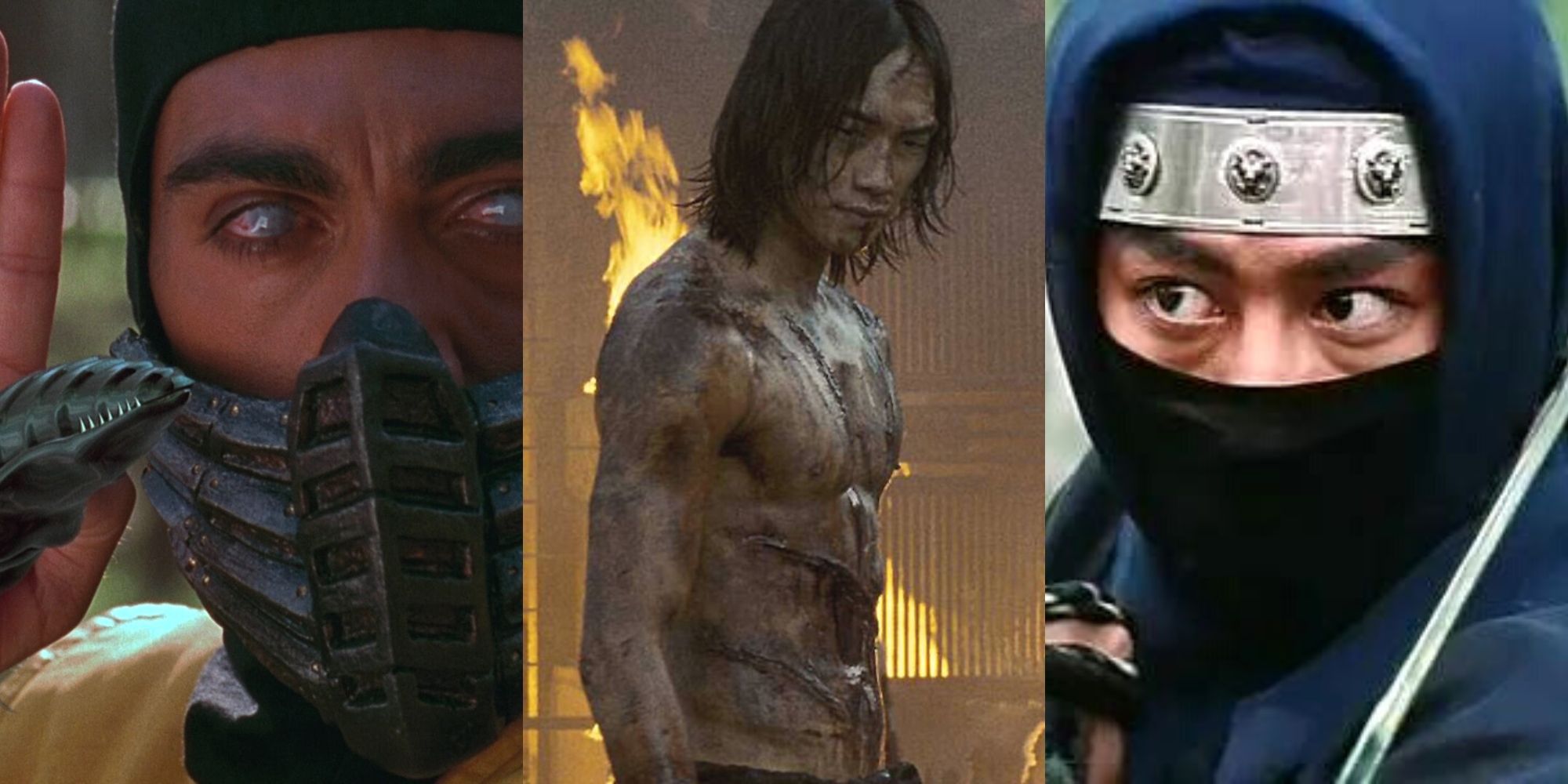 scorpion in Mortal Kombat, Raizo in Ninja Assassin, Ninja in Ninja in the Dragon's Den
